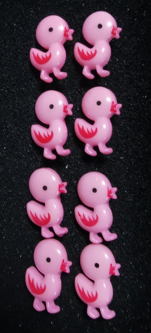 8 Stück Acryl-Ösen-Knöpfe Ente "rosa" 21x13,5x7,5mm