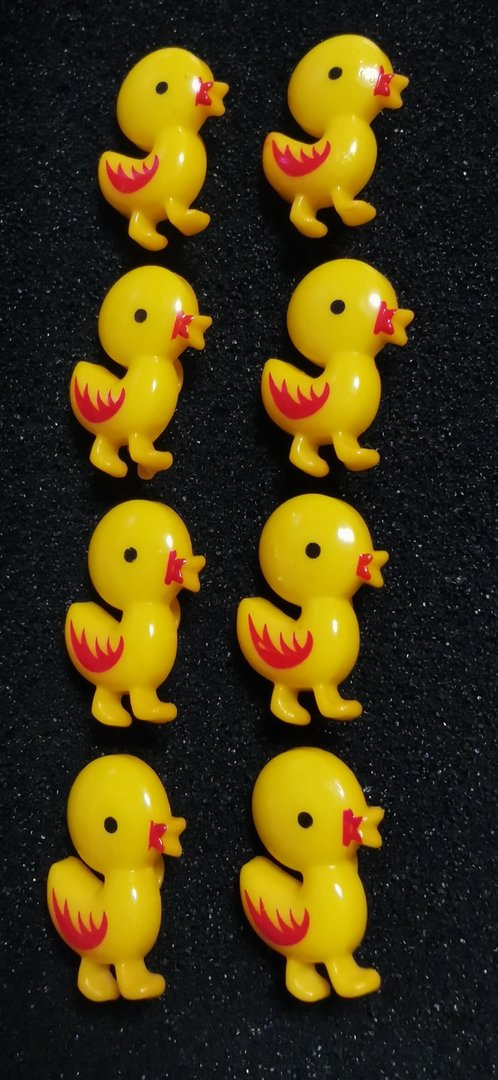 8 Stück Acryl-Ösen-Knöpfe Ente "gelb" 21x13,5x7,5mm